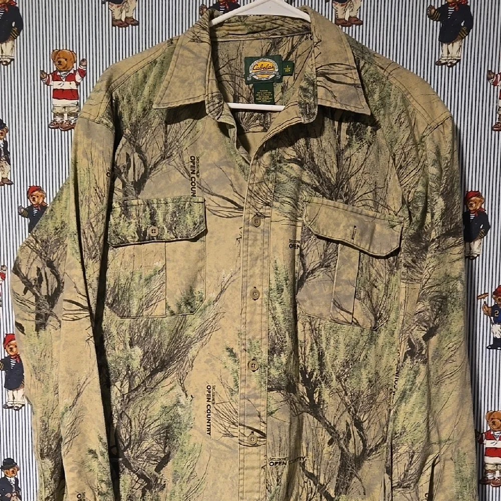 Vintage Cabela's Outdoor Realtree Camo Hunting Button Up Shirt Size L Regular